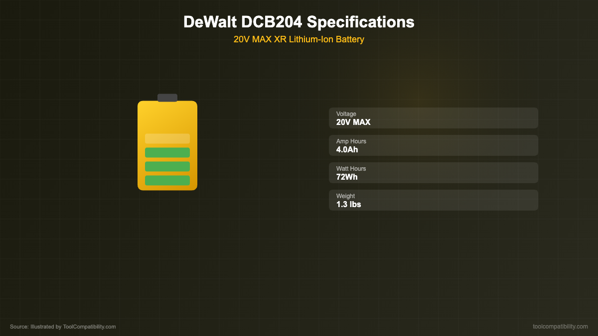 DeWalt DCB204 battery specifications